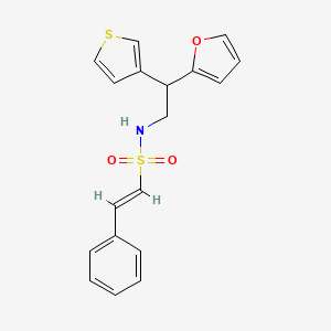 molecular formula C18H17NO3S2 B2482201 (E)-N-[2-(furan-2-yl)-2-(thiophen-3-yl)ethyl]-2-phenylethene-1-sulfonamide CAS No. 2097941-45-0