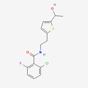 molecular formula C15H15ClFNO2S B2482204 2-氯-6-氟-N-{2-[5-(1-羟基乙基)噻吩-2-基]乙基}苯甲酰胺 CAS No. 2097935-37-8