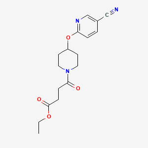 molecular formula C17H21N3O4 B2482209 Ethyl 4-(4-((5-cyanopyridin-2-yl)oxy)piperidin-1-yl)-4-oxobutanoate CAS No. 1421508-78-2