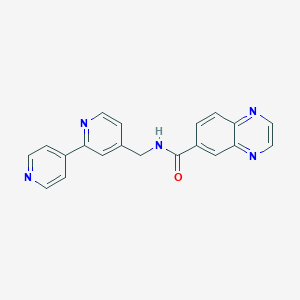 molecular formula C20H15N5O B2482215 N-([2,4'-联吡啶]-4-基甲基)喹喔啉-6-甲酰胺 CAS No. 2034579-18-3