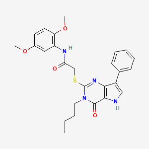 molecular formula C26H28N4O4S B2482217 2-((3-丁基-4-氧代-7-苯基-4,5-二氢-3H-吡咯并[3,2-d]嘧啶-2-基)硫)-N-(2,5-二甲氧基苯基)乙酰胺 CAS No. 1260910-43-7