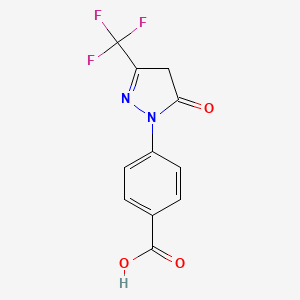 molecular formula C11H7F3N2O3 B2482222 4-[5-oxo-3-(trifluoromethyl)-4,5-dihydro-1H-pyrazol-1-yl]benzoic acid CAS No. 150649-14-2
