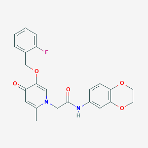 molecular formula C23H21FN2O5 B2482223 N-(2,3-dihydrobenzo[b][1,4]dioxin-6-yl)-2-(5-((2-fluorobenzyl)oxy)-2-methyl-4-oxopyridin-1(4H)-yl)acetamide CAS No. 942009-93-0