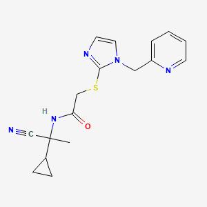 molecular formula C17H19N5OS B2482225 N-(1-Cyano-1-cyclopropylethyl)-2-[1-(pyridin-2-ylmethyl)imidazol-2-yl]sulfanylacetamide CAS No. 1385434-81-0