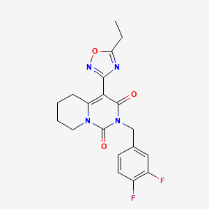 molecular formula C19H18F2N4O3 B2482231 2-(3,4-difluorobenzyl)-4-(5-ethyl-1,2,4-oxadiazol-3-yl)-5,6,7,8-tetrahydro-1H-pyrido[1,2-c]pyrimidine-1,3(2H)-dione CAS No. 1775407-11-8