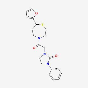 molecular formula C20H23N3O3S B2482234 1-(2-(7-(Furan-2-yl)-1,4-thiazepan-4-yl)-2-oxoethyl)-3-phenylimidazolidin-2-one CAS No. 1705223-36-4