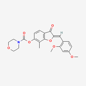 molecular formula C23H23NO7 B2482242 (Z)-2-(2,4-二甲氧基苯甲亚甲基)-7-甲基-3-氧代-2,3-二氢苯并呋喃-6-基吗啉-4-甲酸酯 CAS No. 899394-24-2