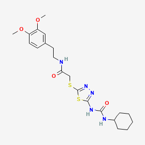 molecular formula C21H29N5O4S2 B2482266 2-((5-(3-cyclohexylureido)-1,3,4-thiadiazol-2-yl)thio)-N-(3,4-dimethoxyphenethyl)acetamide CAS No. 898462-00-5