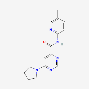 molecular formula C15H17N5O B2482268 N-(5-methylpyridin-2-yl)-6-(pyrrolidin-1-yl)pyrimidine-4-carboxamide CAS No. 2034228-30-1