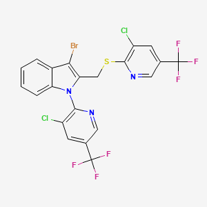 molecular formula C21H10BrCl2F6N3S B2482274 3-溴-1-[3-氯-5-(三氟甲基)吡啶-2-基]-2-[[3-氯-5-(三氟甲基)吡啶-2-基]硫代甲基]吲哚 CAS No. 337920-33-9