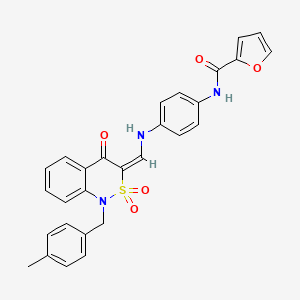 N-[4-({(E)-[1-(4-methylbenzyl)-2,2-dioxido-4-oxo-1,4-dihydro-3H-2,1-benzothiazin-3-ylidene]methyl}amino)phenyl]-2-furamide