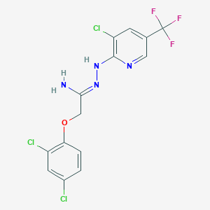 molecular formula C14H10Cl3F3N4O B2482282 (Z)-N'-{[3-chloro-5-(trifluorométhyl)pyridin-2-yl]amino}-2-(2,4-dichlorophénoxy)éthanimidamide CAS No. 338395-59-8