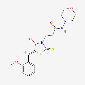 molecular formula C18H21N3O4S2 B2482288 (Z)-3-(5-(2-methoxybenzylidene)-4-oxo-2-thioxothiazolidin-3-yl)-N-morpholinopropanamide CAS No. 681480-44-4