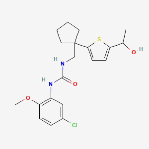 molecular formula C20H25ClN2O3S B2482302 1-(5-Chloro-2-methoxyphenyl)-3-((1-(5-(1-hydroxyethyl)thiophen-2-yl)cyclopentyl)methyl)urea CAS No. 2034569-88-3