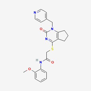 molecular formula C22H22N4O3S B2482315 N-(2-methoxyphenyl)-2-((2-oxo-1-(pyridin-4-ylmethyl)-2,5,6,7-tetrahydro-1H-cyclopenta[d]pyrimidin-4-yl)thio)acetamide CAS No. 933204-40-1