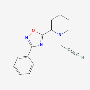 molecular formula C16H17N3O B2482316 2-(3-Phenyl-1,2,4-oxadiazol-5-yl)-1-(prop-2-yn-1-yl)piperidine CAS No. 1258729-07-5