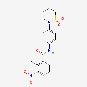 molecular formula C18H19N3O5S B2482344 N-[4-(1,1-dioxothiazinan-2-yl)phenyl]-2-methyl-3-nitrobenzamide CAS No. 899975-95-2