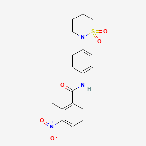 molecular formula C18H19N3O5S B2482344 N-(4-(1,1-二氧化-1,2-噻嗪烷-2-基)苯基)-2-甲基-3-硝基苯甲酰胺 CAS No. 899975-95-2