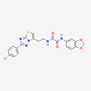 N1-(benzo[d][1,3]dioxol-5-yl)-N2-(2-(2-(4-chlorophenyl)thiazolo[3,2-b][1,2,4]triazol-6-yl)ethyl)oxalamide