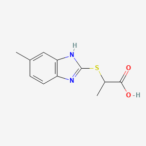 molecular formula C11H12N2O2S B2482355 2-[(6-甲基-1H-苯并咪唑-2-基)硫基]-丙酸 CAS No. 728035-45-8