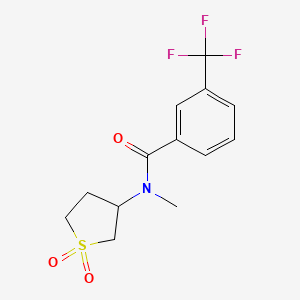 molecular formula C13H14F3NO3S B2482357 N-(1,1-dioxo-1lambda6-thiolan-3-yl)-N-methyl-3-(trifluoromethyl)benzamide CAS No. 874788-55-3