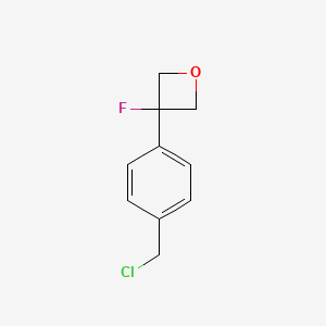 molecular formula C10H10ClFO B2482365 3-[4-(Chloromethyl)phenyl]-3-fluorooxetane CAS No. 2418719-68-1