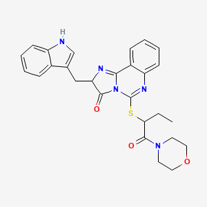 molecular formula C27H27N5O3S B2482368 2-[(1H-Indol-3-yl)methyl]-5-{[1-(Morpholin-4-yl)-1-oxobutan-2-yl]sulfanyl}-2H,3H-imidazo[1,2-c]quinazolin-3-one CAS No. 1024508-51-7