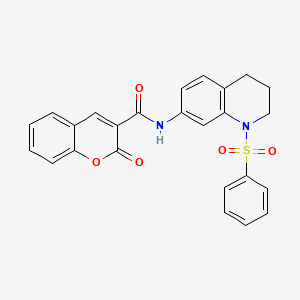 molecular formula C25H20N2O5S B2482383 2-oxo-N-(1-(phenylsulfonyl)-1,2,3,4-tetrahydroquinolin-7-yl)-2H-chromene-3-carboxamide CAS No. 951519-31-6