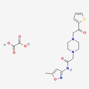 molecular formula C18H22N4O7S B2482416 N-(5-メチル-1,2-オキサゾール-3-イル)-2-{4-[2-オキソ-2-(チオフェン-2-イル)エチル]ピペラジン-1-イル}アセトアミド; シュウ酸 CAS No. 1351598-96-3