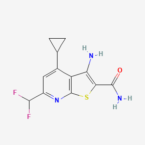 molecular formula C12H11F2N3OS B2482433 3-氨基-4-环丙基-6-(二氟甲基)噻吩并[2,3-b]吡啶-2-甲酰胺 CAS No. 828275-26-9