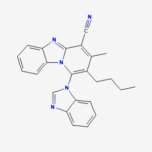 molecular formula C24H21N5 B2482434 1-(1H-benzimidazol-1-yl)-2-butyl-3-methylpyrido[1,2-a]benzimidazole-4-carbonitrile CAS No. 442572-79-4