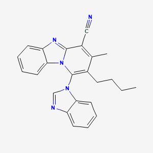 molecular formula C24H21N5 B2482434 1-(1H-ベンゾイミダゾール-1-イル)-2-ブチル-3-メチルピリド[1,2-a]ベンゾイミダゾール-4-カルボニトリル CAS No. 442572-79-4