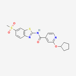 molecular formula C19H19N3O4S2 B2482440 2-(cyclopentyloxy)-N-(6-(methylsulfonyl)benzo[d]thiazol-2-yl)isonicotinamide CAS No. 2034366-36-2