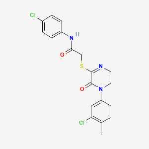 molecular formula C19H15Cl2N3O2S B2482441 2-((4-(3-chloro-4-methylphenyl)-3-oxo-3,4-dihydropyrazin-2-yl)thio)-N-(4-chlorophenyl)acetamide CAS No. 899759-07-0
