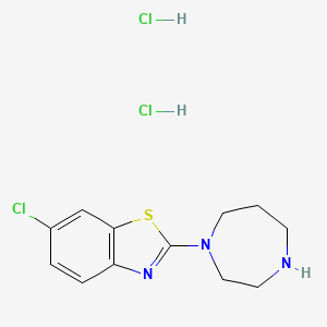 molecular formula C12H16Cl3N3S B2482447 6-氯-2-(1,4-二氮杂环己烷-1-基)苯并[d]噻唑二盐酸盐 CAS No. 928026-32-8