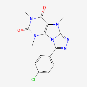 molecular formula C15H13ClN6O2 B2482455 8-(4-Chlorophenyl)-1,3,5-trimethylpurino[8,9-c][1,2,4]triazole-2,4-dione CAS No. 569336-58-9