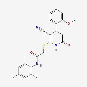 2-{[3-cyano-4-(2-methoxyphenyl)-6-oxo-1,4,5,6-tetrahydropyridin-2-yl]sulfanyl}-N-(2,4,6-trimethylphenyl)acetamide