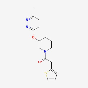molecular formula C16H19N3O2S B2482461 1-(3-((6-Methylpyridazin-3-yl)oxy)piperidin-1-yl)-2-(thiophen-2-yl)ethanone CAS No. 2034438-93-0