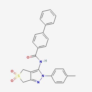 molecular formula C25H21N3O3S B2482462 N-(2-(4-甲基苯基)-5,5-二氧代-4,6-二氢噻唑并[3,4-c]嘧啶-3-基)-4-苯基苯甲酰胺 CAS No. 681266-48-8