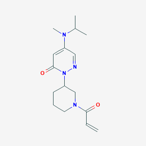 molecular formula C16H24N4O2 B2482464 5-[Methyl(propan-2-yl)amino]-2-[1-(prop-2-enoyl)piperidin-3-yl]-2,3-dihydropyridazin-3-one CAS No. 2094655-31-7