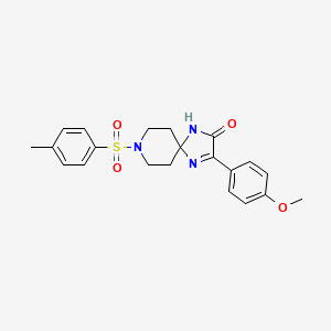 molecular formula C21H23N3O4S B2482474 3-(4-Methoxyphenyl)-8-tosyl-1,4,8-triazaspiro[4.5]dec-3-en-2-one CAS No. 1189995-10-5