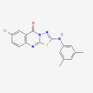 molecular formula C17H13ClN4OS B2482475 7-chloro-2-(3,5-dimethylanilino)-5H-[1,3,4]thiadiazolo[2,3-b]quinazolin-5-one CAS No. 1286135-53-2