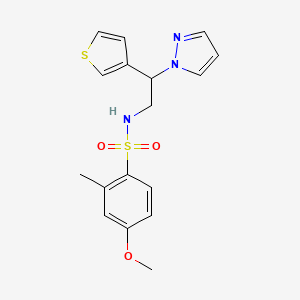 molecular formula C17H19N3O3S2 B2482483 N-(2-(1H-嘧唑-1-基)-2-(噻吩-3-基)乙基)-4-甲氧基-2-甲基苯磺酰胺 CAS No. 2034341-43-8