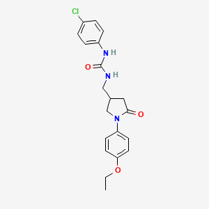 molecular formula C20H22ClN3O3 B2482484 1-(4-クロロフェニル)-3-((1-(4-エトキシフェニル)-5-オキソピロリジン-3-イル)メチル)尿素 CAS No. 955236-47-2