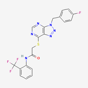 molecular formula C20H14F4N6OS B2482486 N-(2-(trifluorometil)fenil)-2-((3-(4-fluorobencil)-3H-[1,2,3]triazolo[4,5-d]pirimidin-7-il)tio)acetamida CAS No. 863457-86-7