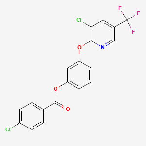molecular formula C19H10Cl2F3NO3 B2482488 [3-[3-Chloro-5-(trifluoromethyl)pyridin-2-yl]oxyphenyl] 4-chlorobenzoate CAS No. 339026-67-4