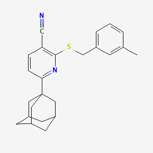 molecular formula C24H26N2S B2482503 6-(1-Adamantyl)-2-[(3-methylbenzyl)thio]nicotinonitrile CAS No. 340817-20-1