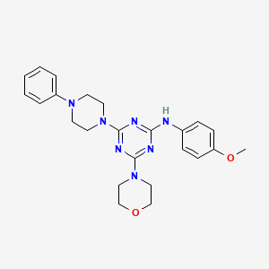 molecular formula C24H29N7O2 B2482516 N-(4-methoxyphenyl)-4-(morpholin-4-yl)-6-(4-phenylpiperazin-1-yl)-1,3,5-triazin-2-amine CAS No. 946209-16-1