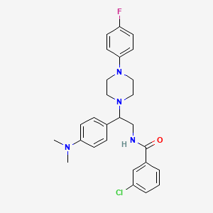 molecular formula C27H30ClFN4O B2482528 3-chloro-N-{2-[4-(dimethylamino)phenyl]-2-[4-(4-fluorophenyl)piperazin-1-yl]ethyl}benzamide CAS No. 946365-34-0