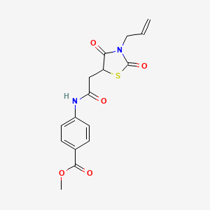 molecular formula C16H16N2O5S B2482529 Methyl 4-(2-(3-allyl-2,4-dioxothiazolidin-5-yl)acetamido)benzoate CAS No. 876900-83-3